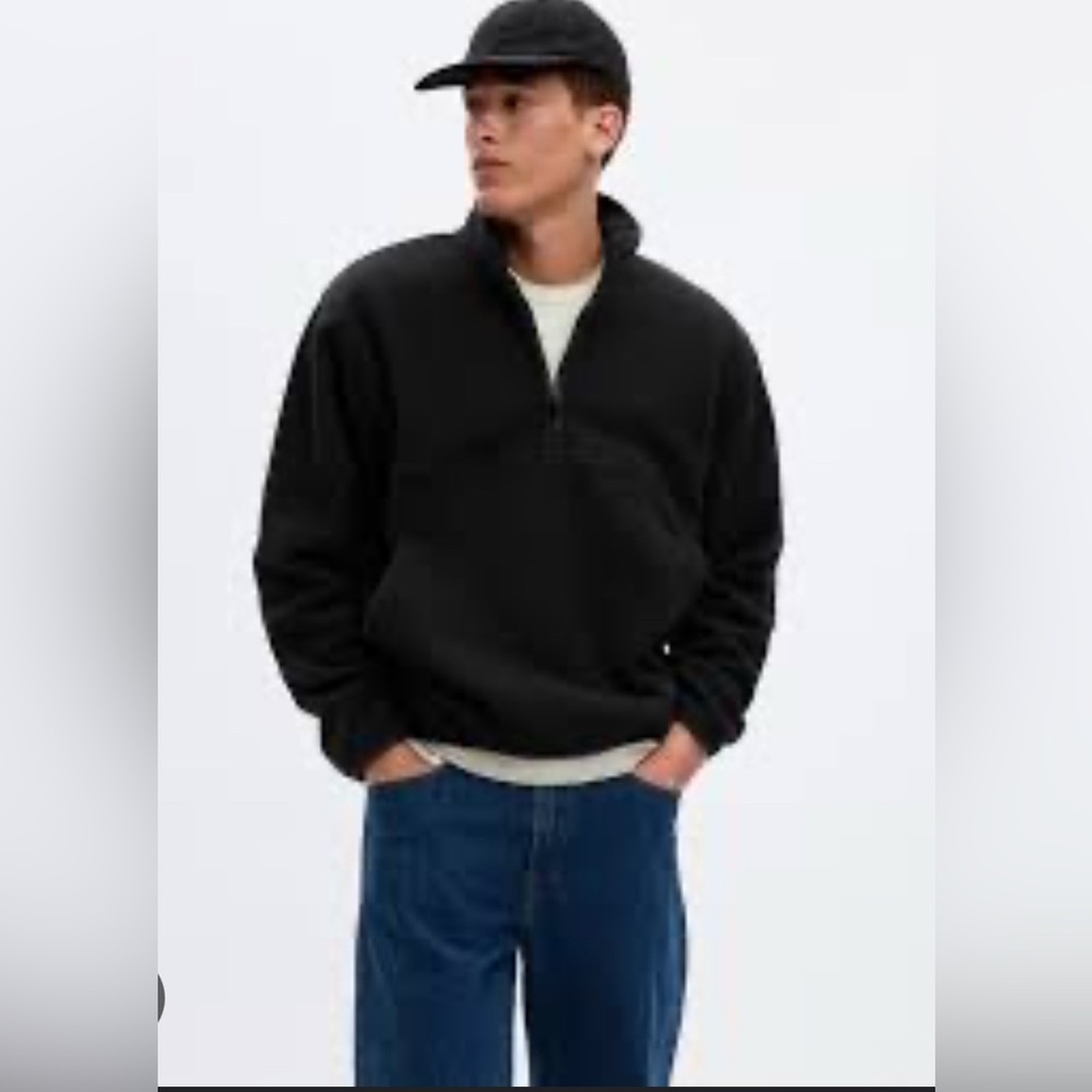 Gap men’s arctic fleece quarter zip in black size large